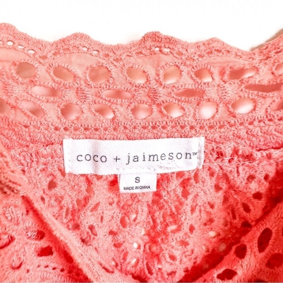 Coco + Jaimeson Pink Eyelet Embroidered Cropped Cami Top sz Small - Picture 9 of 10